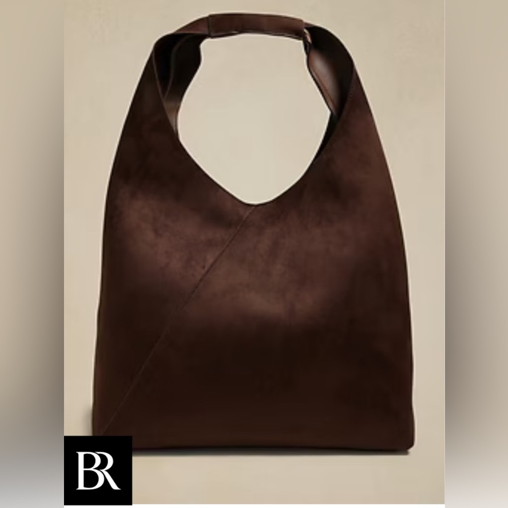 NWT Banana Republic suede chocolate brown slouchy tote.